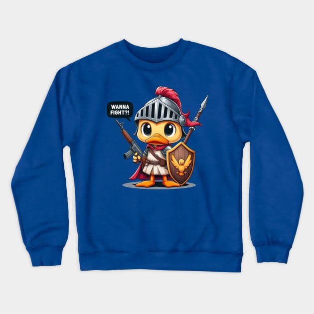 Funny duck, Wanna Fight Crewneck Sweatshirt by Dylante